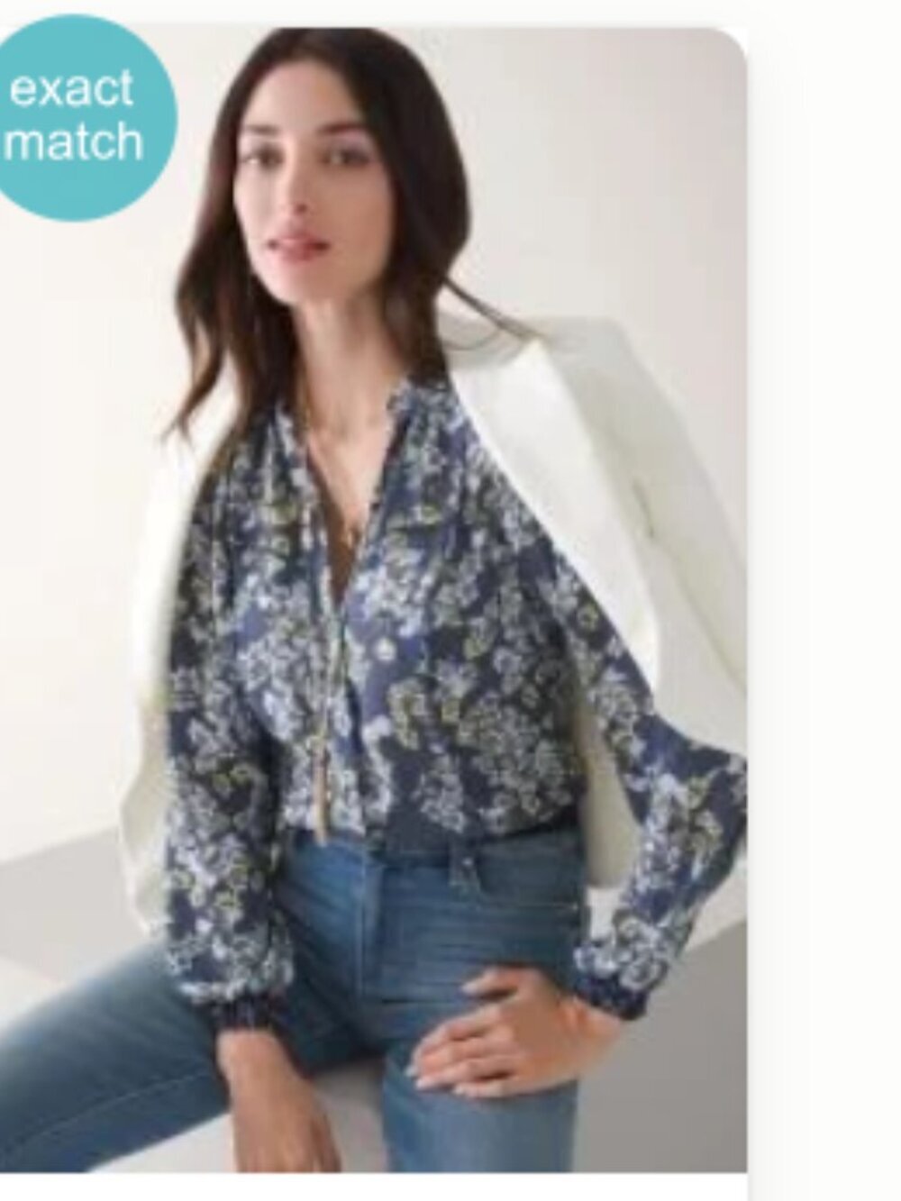 White House Black Market Long-Sleeve Honey Floral Blouse size 8 NWT - Picture 2 of 11